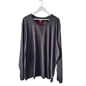 Eddie Bauer Gray Half Button Round Neck Long Sleeve Henley Top - Size XXL